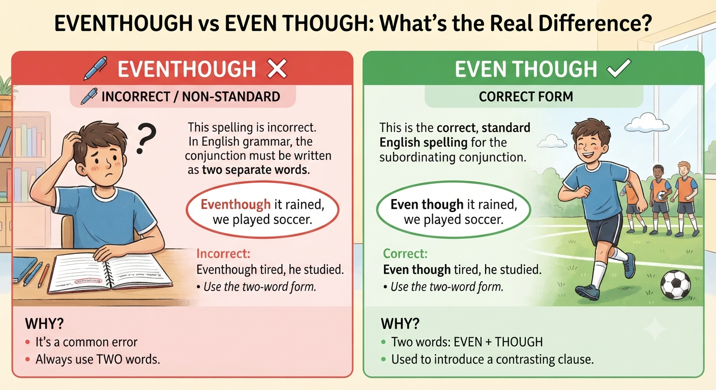 Eventhough vs Even Though