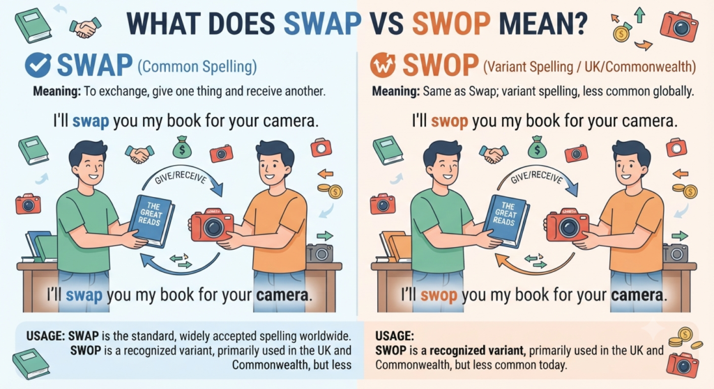 What Does Swap vs Swop Mean in Text?