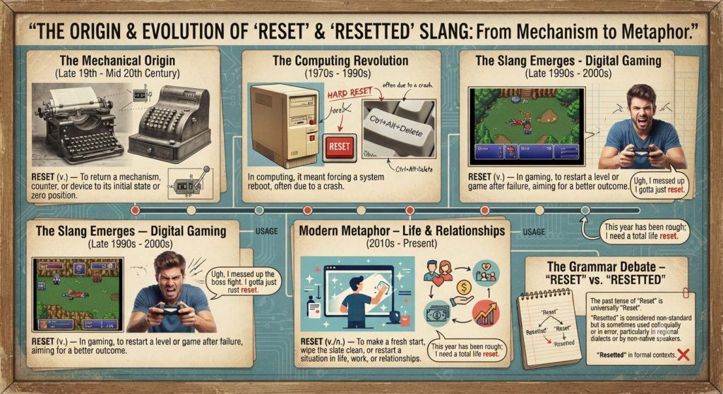 Origin of Resetted or Reset Slang
