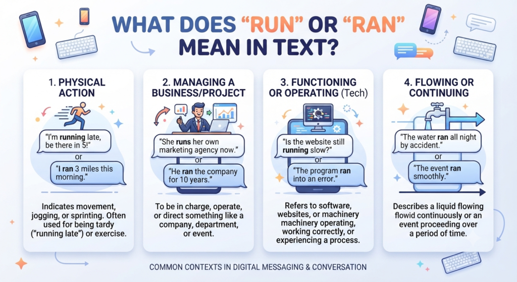 What Does Run or Ran Mean in Text?