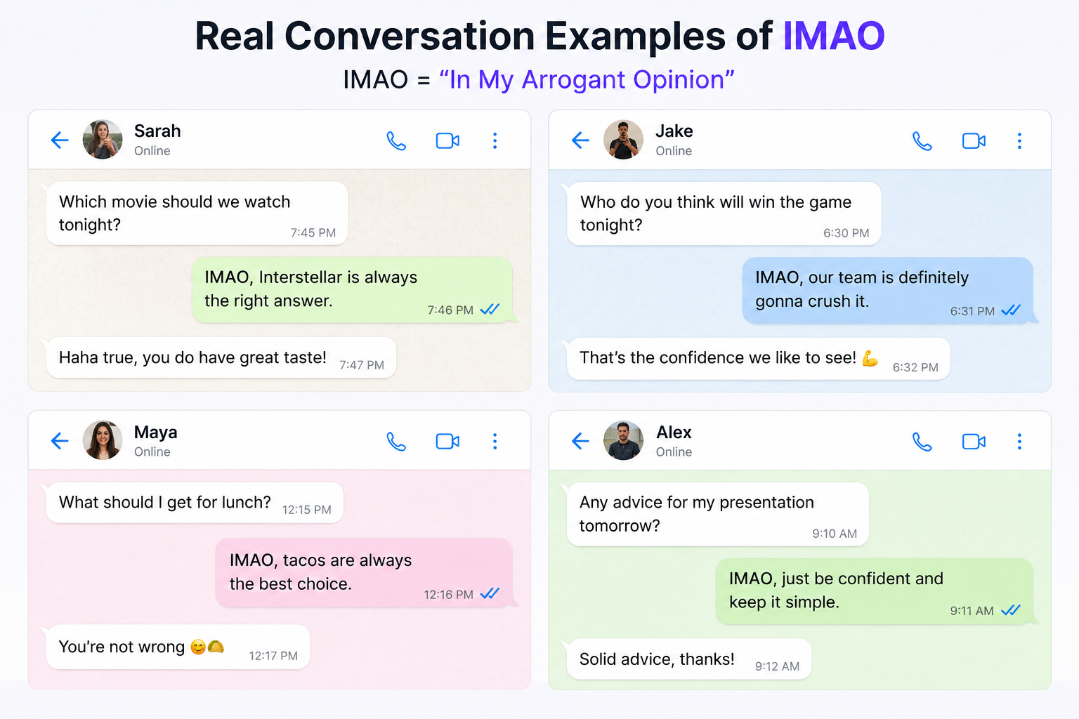 Real conversation examples of IMAO