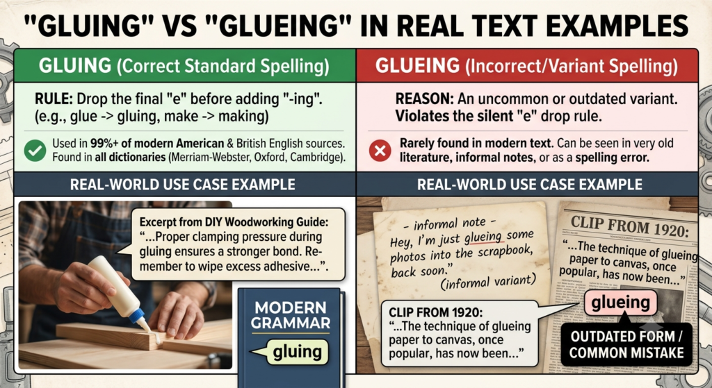 Gluing vs Glueing