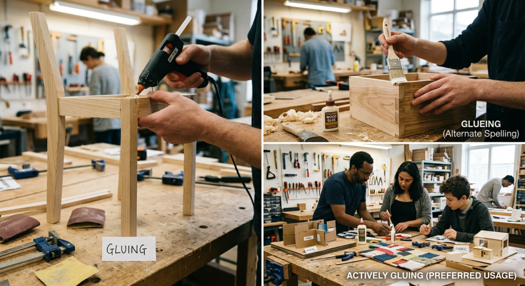 Gluing vs Glueing
